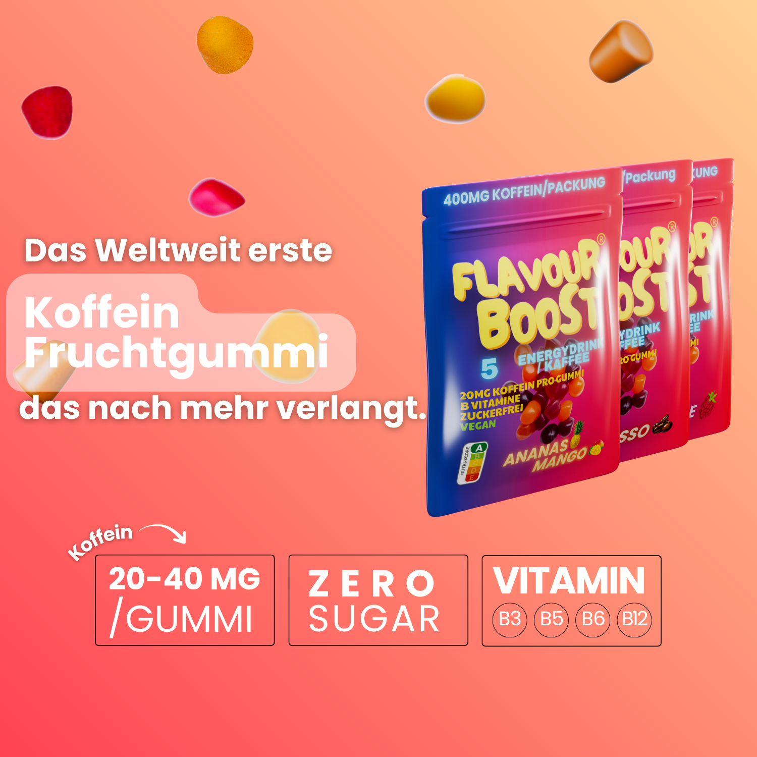 Koffein Fruchtgummis (Probiersets)